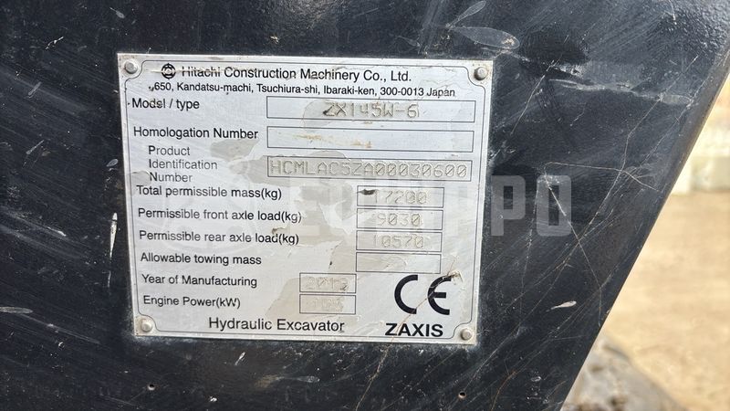 2019 هيتاشى ZX145W-6-47181374